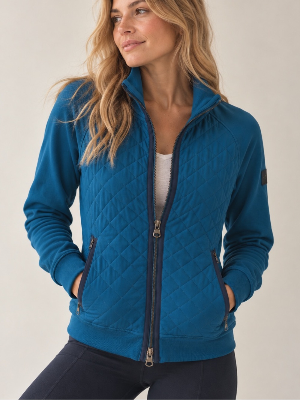 Noble Outfitters Teal Quilted Jacket Women’s Large | Equestrian Double Zip